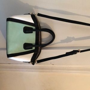 Sea foam and white over the shoulder purse